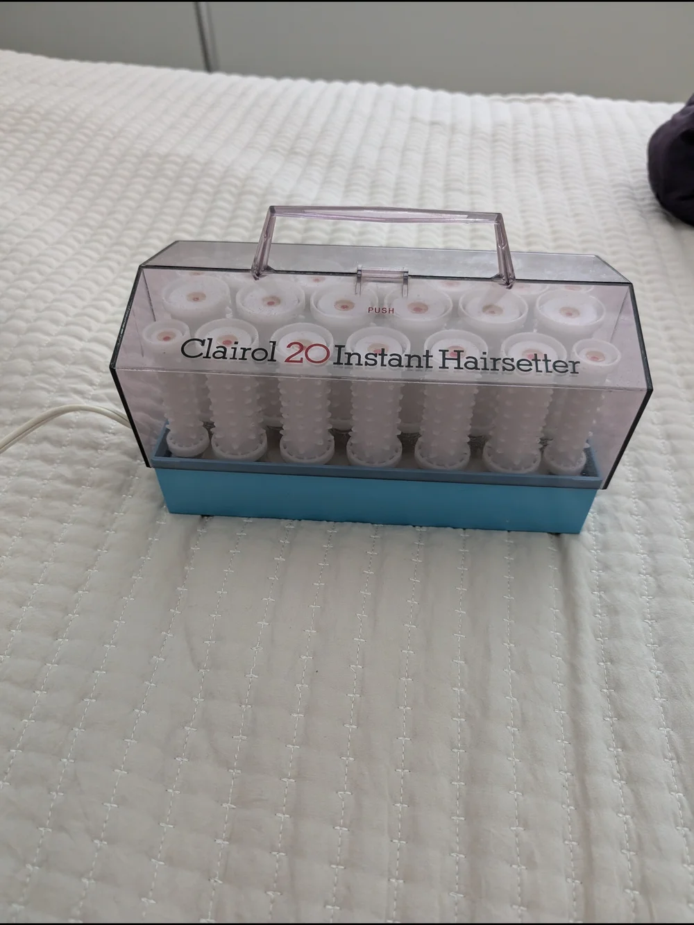 Clairol 20 Instant Hairsetter - White Rollers with Blue Base